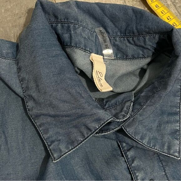 NWOT Elan Denim Lyocell Chambray Drop Waist Cuffed Playsuit Romper Shorts S - Picture 14 of 16